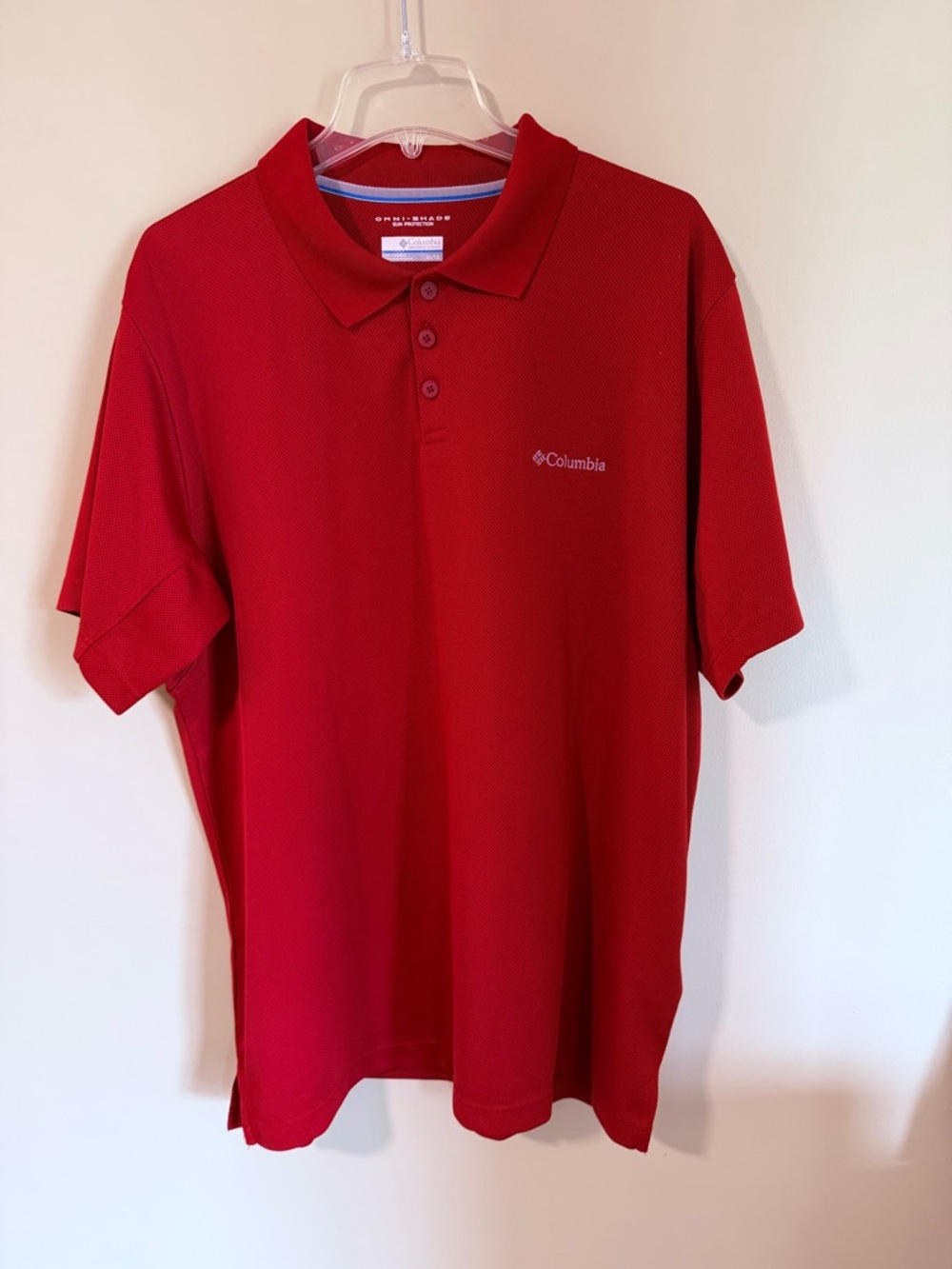 Columbia Men's Bright Red Omni-Shade Short Sleeve Polo - Men’s XL